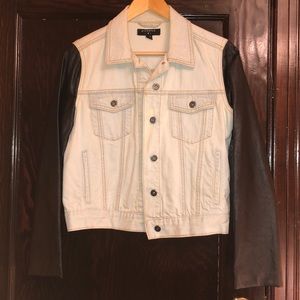 By Corpus Denim Jean Jacket Faux Leather Sleeves